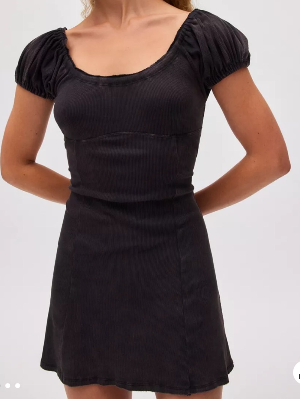 BDG Forever Cool Short-Sleeve Scoop Neck Dress - Black Acid Wash
